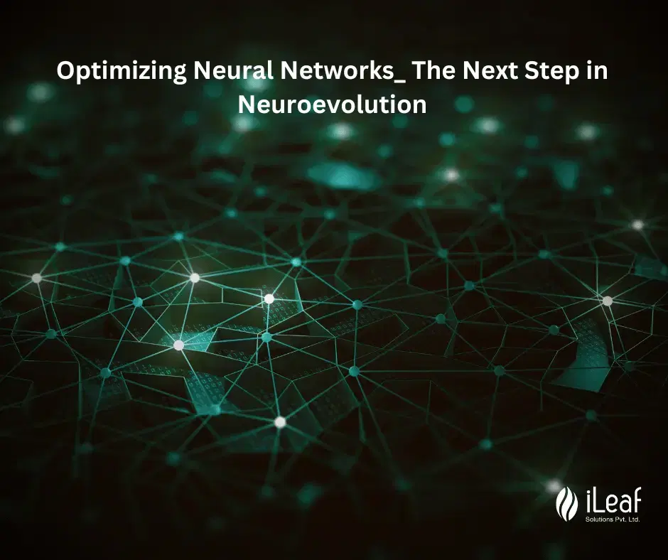 A green network of interconnected nodes representing an evolving neural network.
